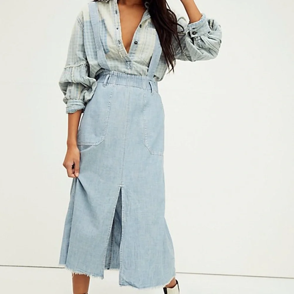 NWOT Free People Sweet Pea Suspender Belted Maxi Skirt Size Small Z295-30